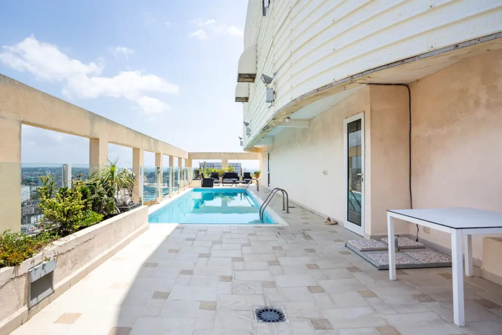 Long private pool terrace at Penthouse Atlantic City
