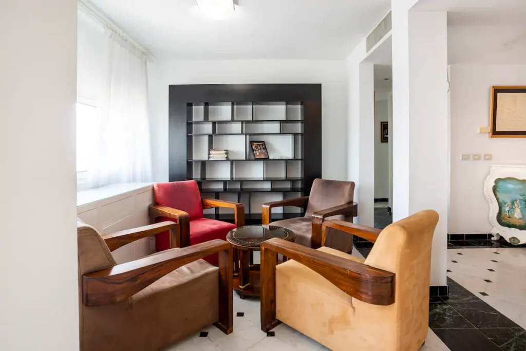 Library-style television lounge at Penthouse Atlantic City