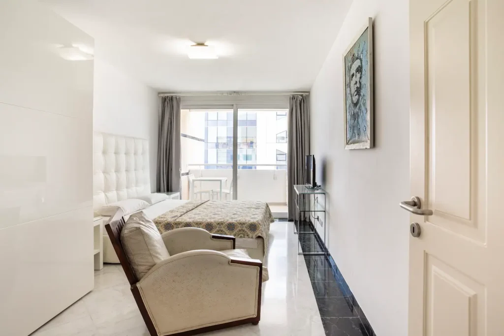 Bedroom and sitting area inside Penthouse Atlantic City