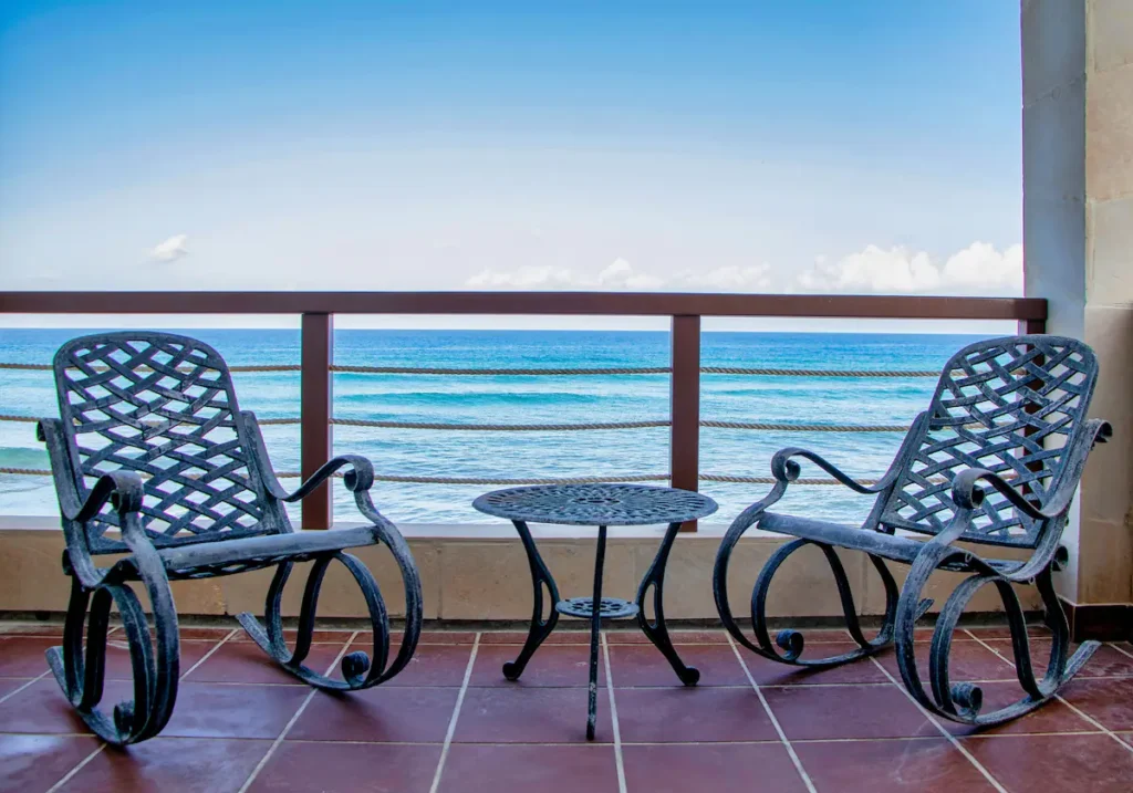 Balcony seating with uninterrupted sea views at The Loft