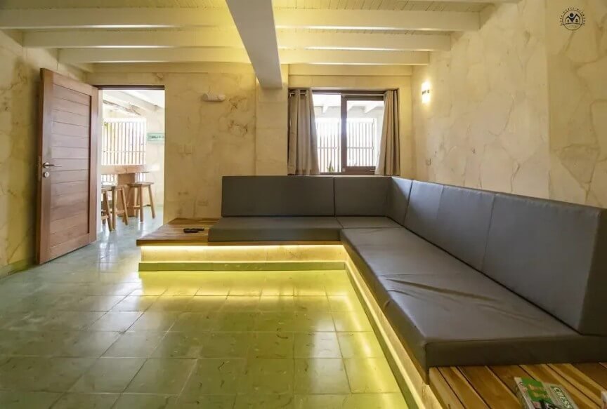Sheltered plunge pool and lounge inside The Loft
