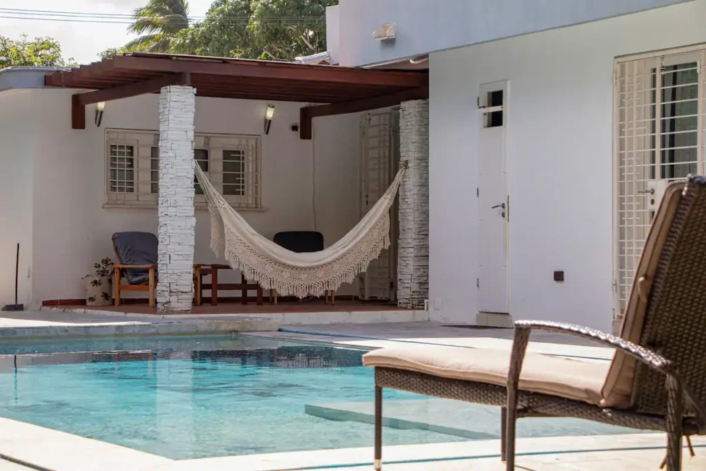Pool and hammock terrace at Villa Aurora in Havana