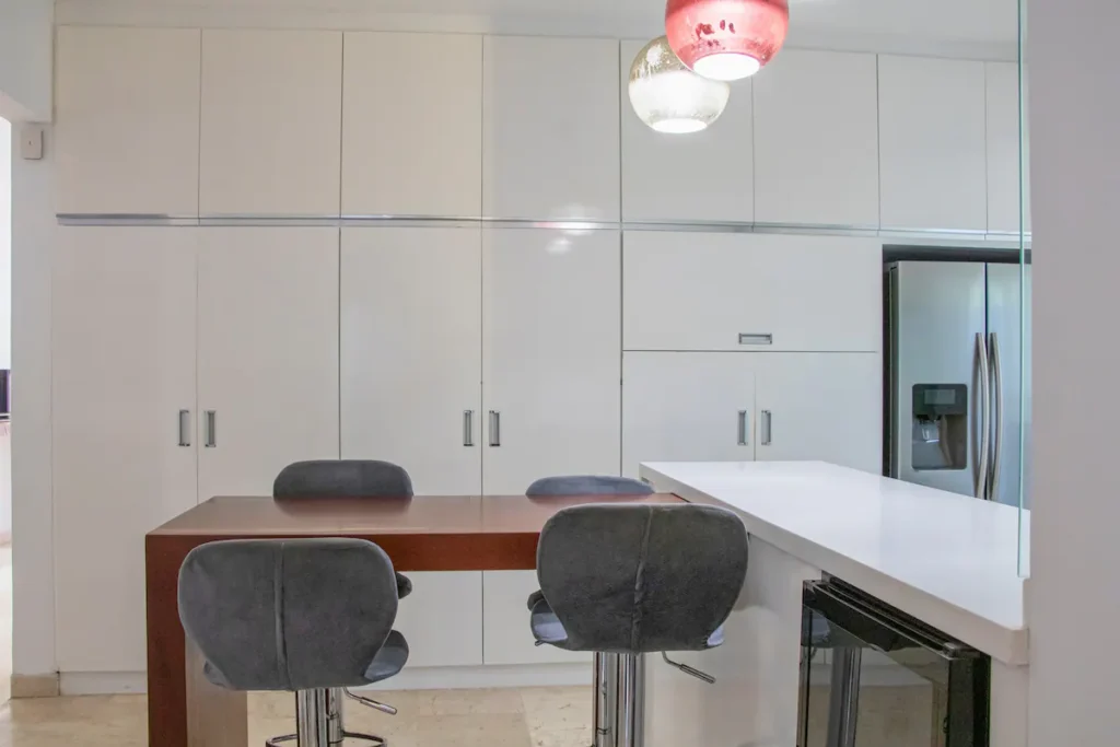 Kitchen island and preparation space at Villa Aurora