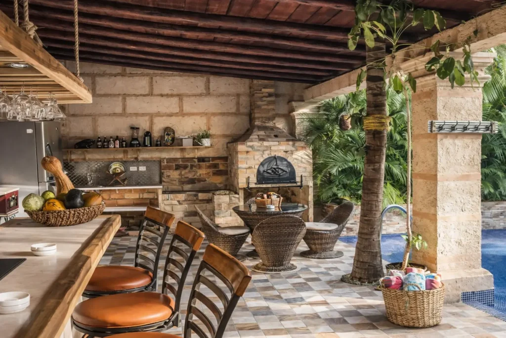 Covered outdoor kitchen at Villa Castle