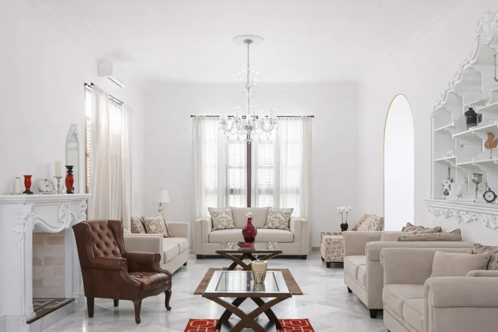 Bright shared lounge inside Villa Castle