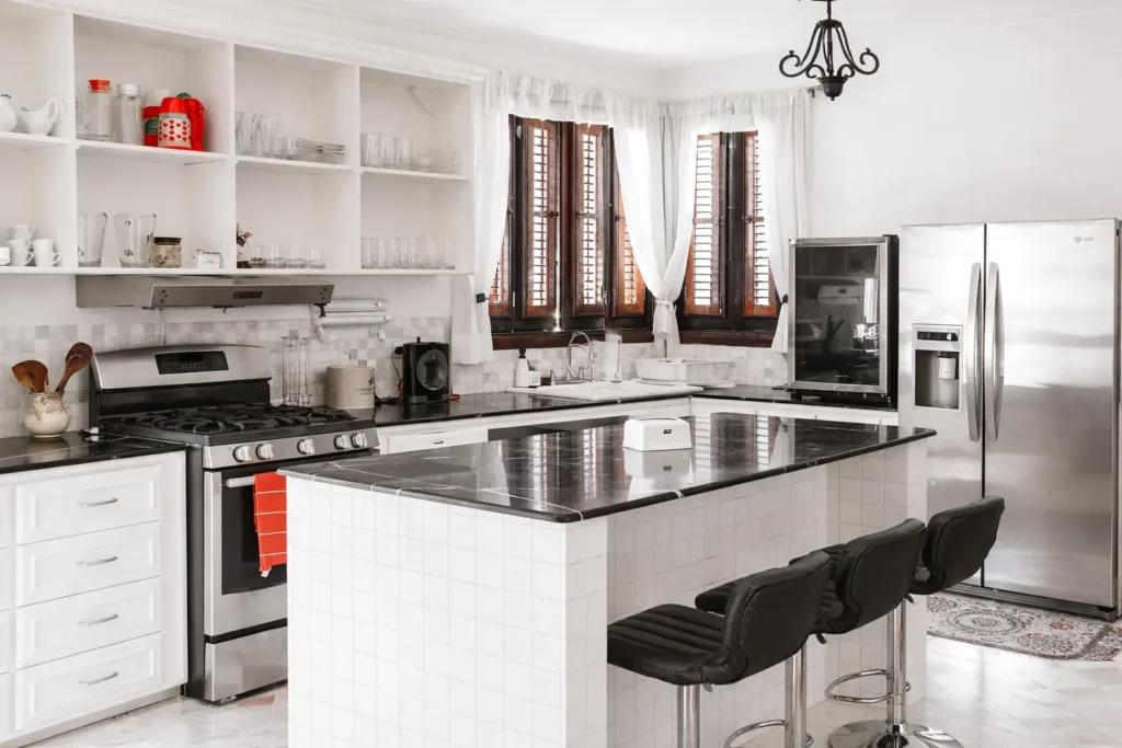 Large white kitchen at Villa Castle