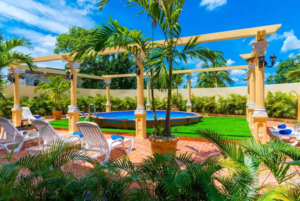 Private pool and pergola in the Villa Condesa garden
