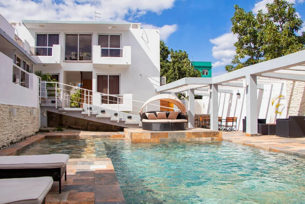 Private pool and white villa exterior at Villa Don