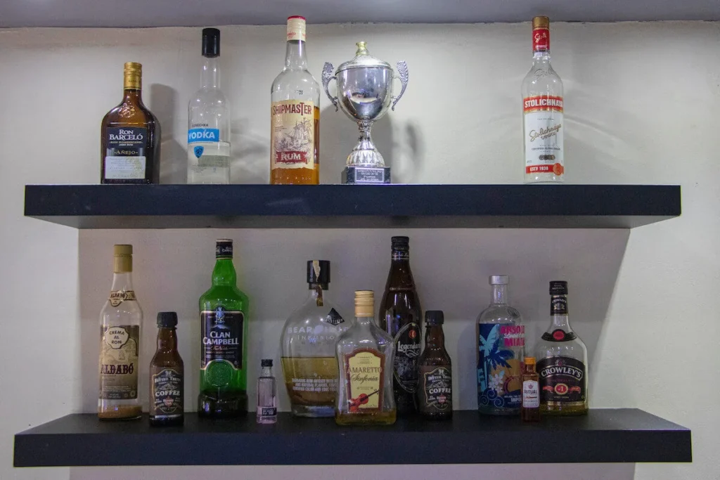 Bottle display behind the Villa Don bar