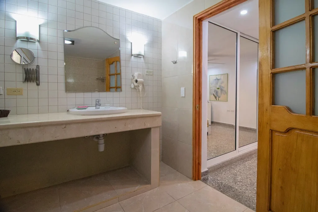 Spacious double-vanity bathroom at Villa Don
