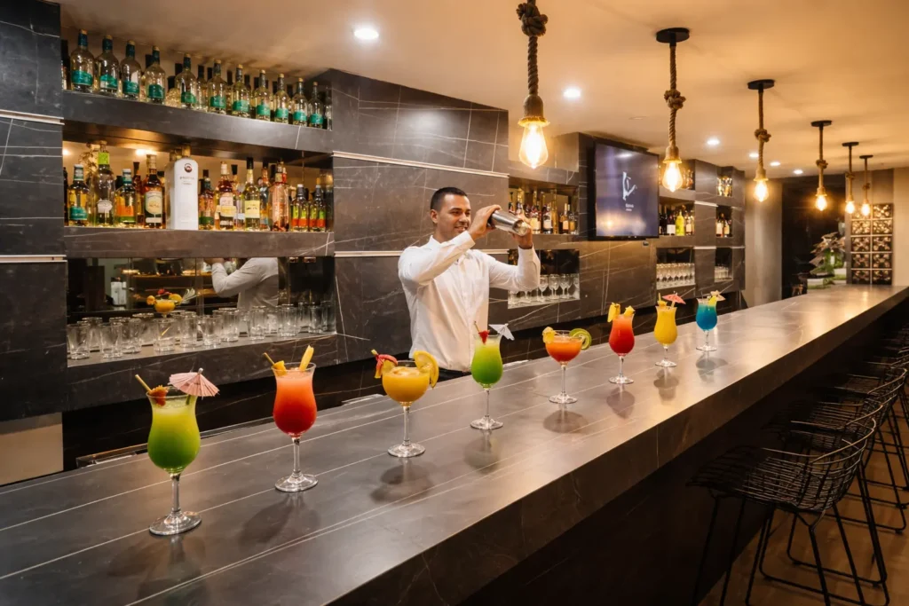 Dark private bar at Villa Dream in Miramar