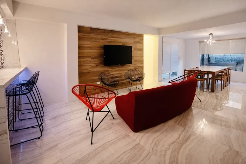 Open-plan lounge and dining space at Villa Dream