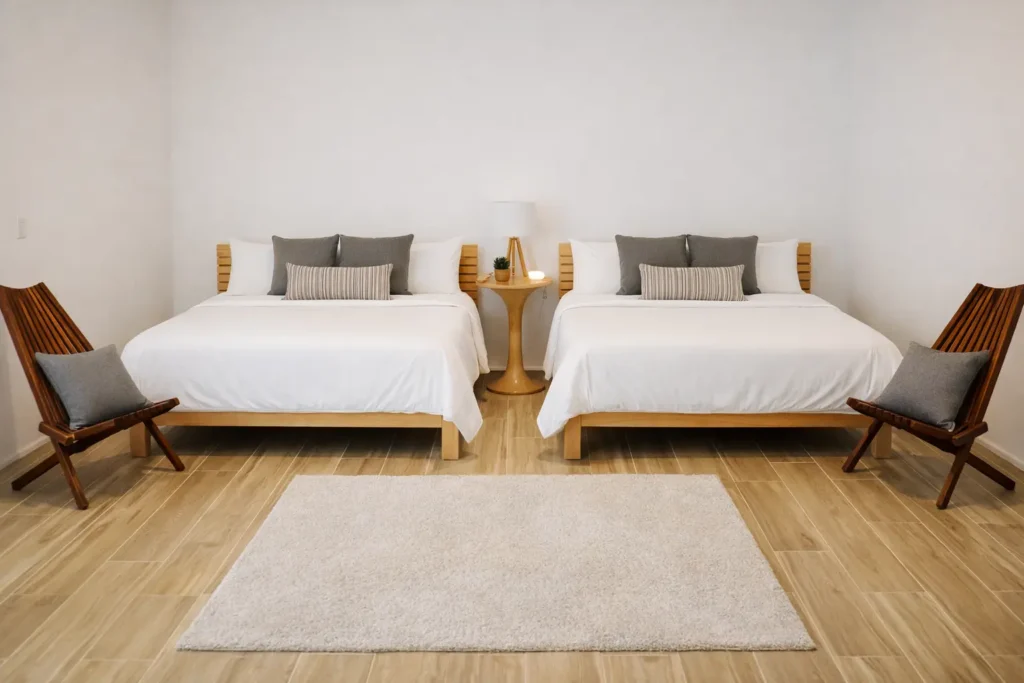 Bedroom with two double beds at Villa Dream
