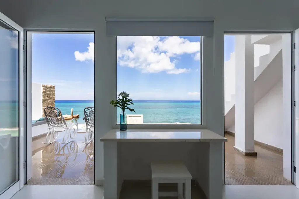 Villa Luca living area opening onto the sea terrace