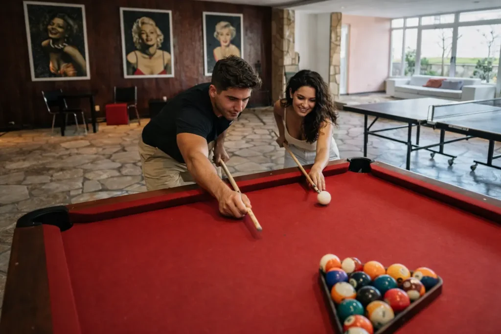 Billiards room at Luxury Rio Mar villa in Havana