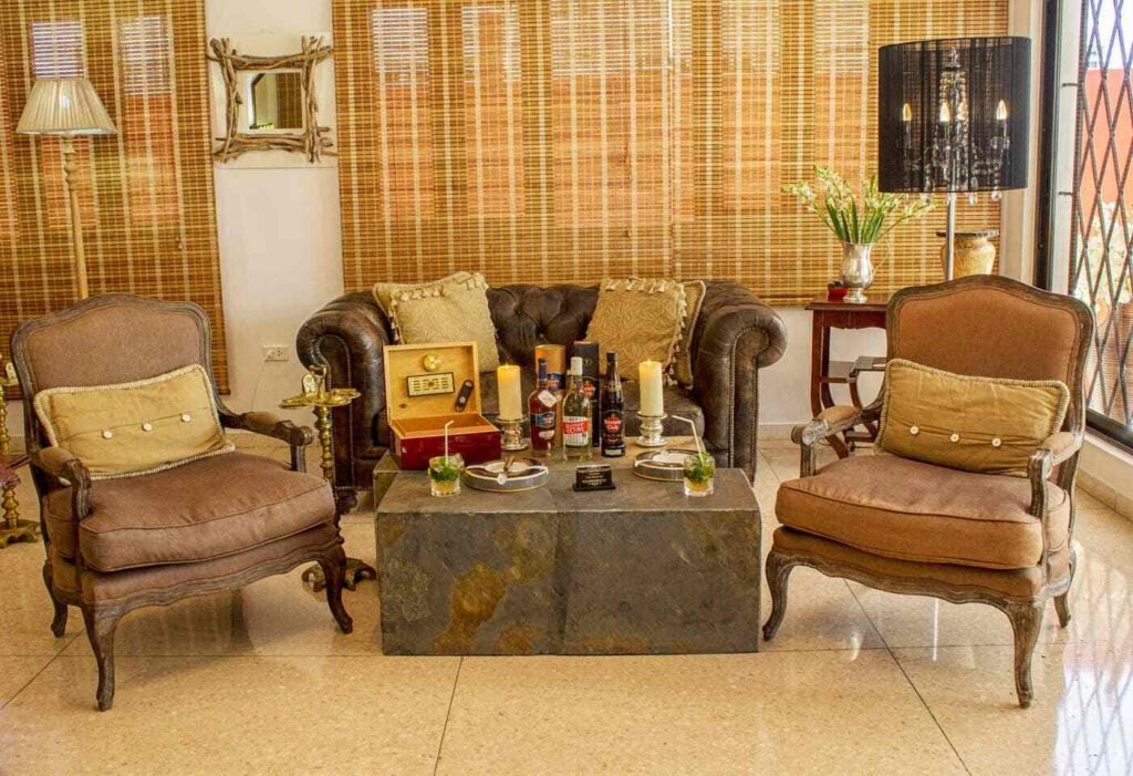Intimate lounge and bar area at Villa Maison
