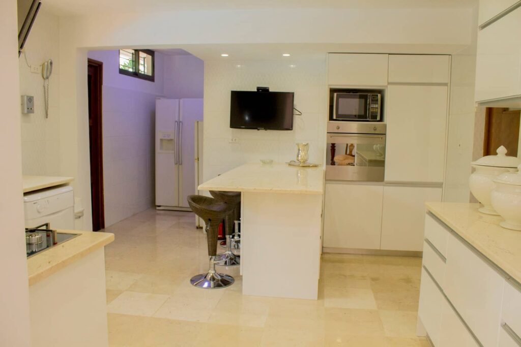 White modern kitchen at Villa Maison