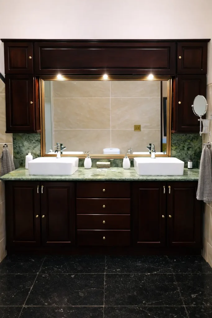Double-vanity bathroom inside Villa Pat