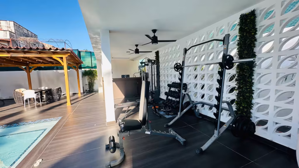 Weights and fitness equipment at Villa Venezia