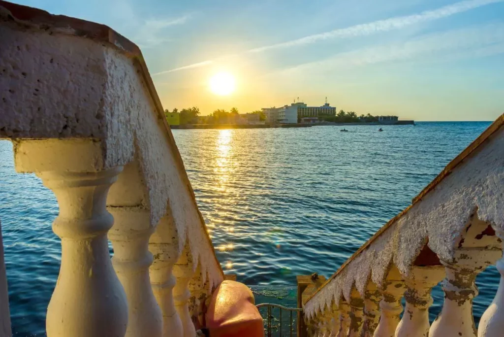 Sunset over the sea from Villa Yan in Havana