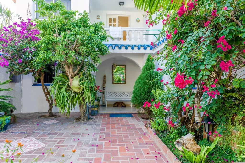 Bougainvillea courtyard inside the Villa Yan grounds